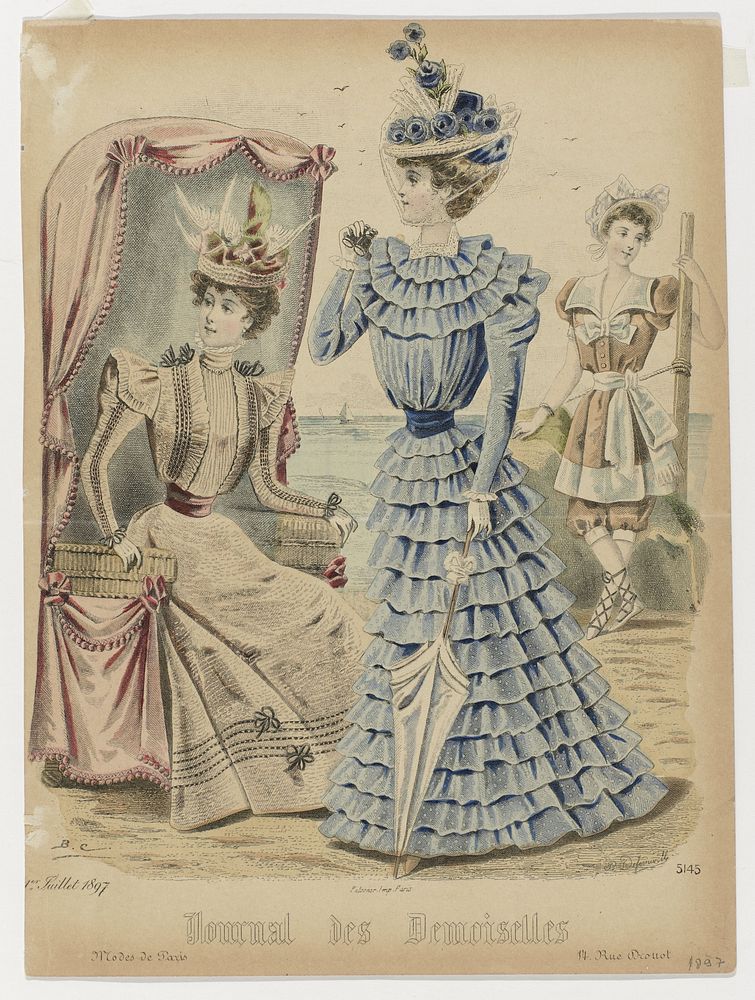 Journal des Demoiselles, 1 Juillet 1897, Nr. 5145 : Modes de Paris (1897) by P Deferneville, Monogrammist BC and Falconer