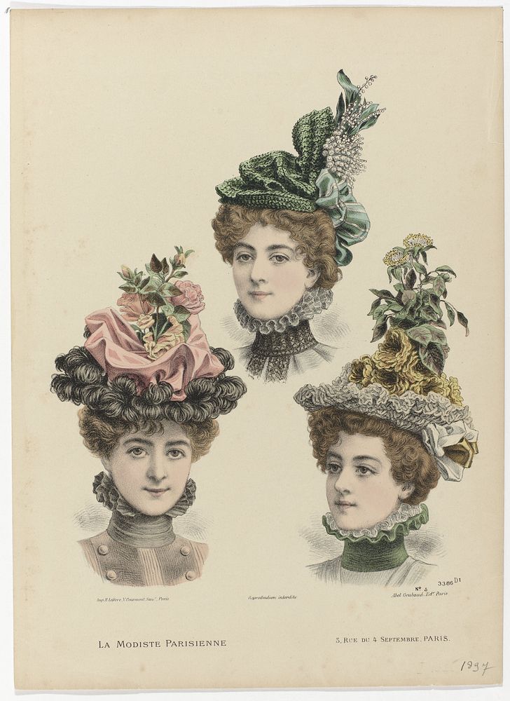 La Modiste Parisienne, 1897, Pl. 3386 D1, No.5 (1897) by anonymous, Abel Goubaud and H Lefèvre