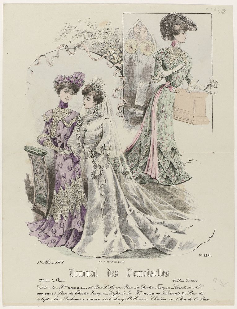 Journal des Demoiselles, 1 Mars 1902, No. 5271 : Toilettes de Mmes Forcillon (...) (1902) by anonymous and Falconer