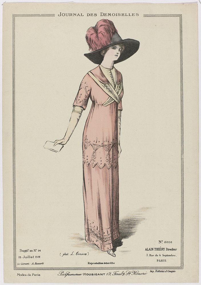 Journal des Demoiselles, Supplement au No. 14, 15 Juillet 1911, No. 5006 : Parfumerie Houbigant (...) (1911) by anonymous, L…
