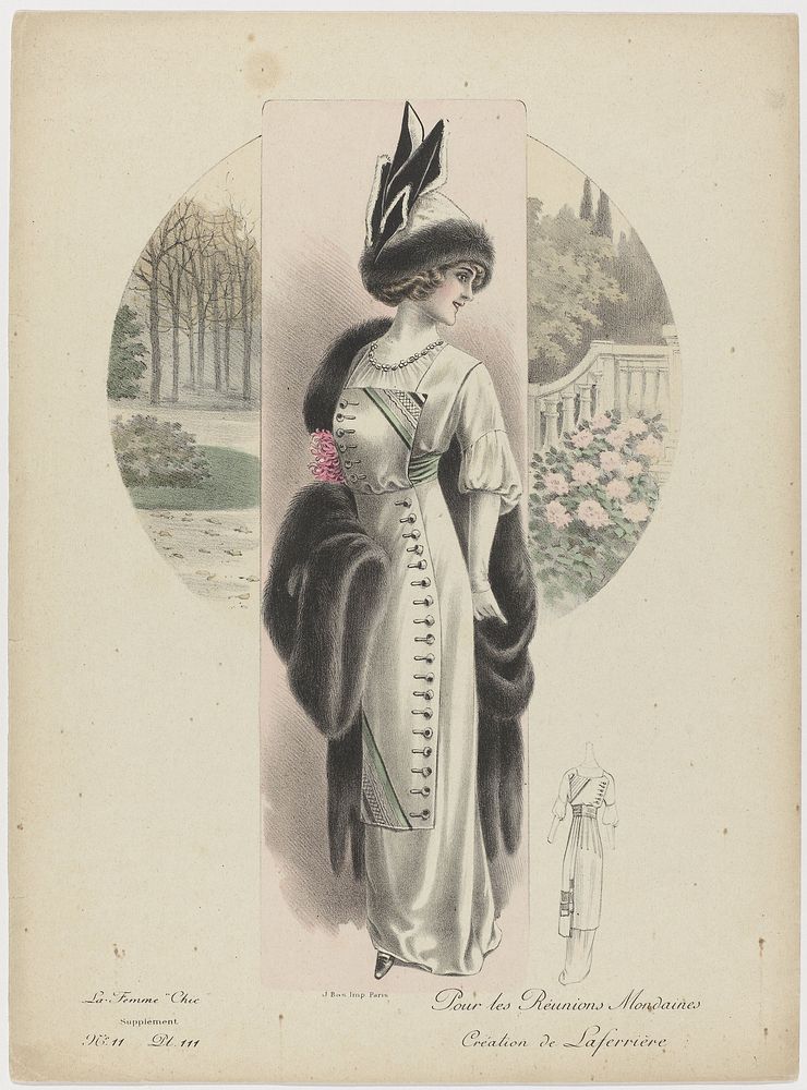 La Femme chic, Supplément, ca. 1911, No. 11, Pl. 111 : Pour les Réunions Mondaines (...) (c. 1911) by anonymous and J Bas