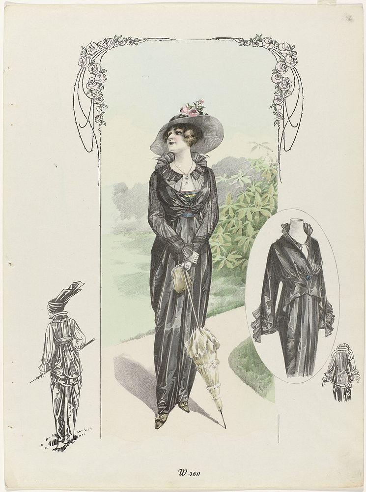 Dame in een zwarte strompeljapon, W 360 (c. 1913) by anonymous