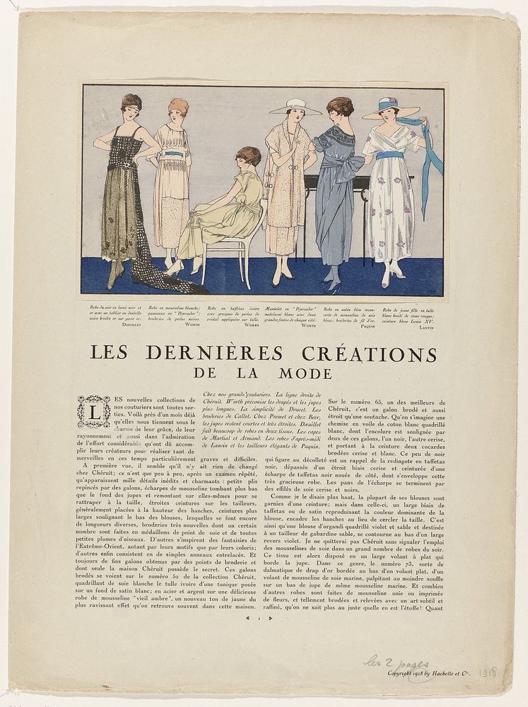 Les Élégances Parisiennes 1918 : LES DERNIÈRES CRÉATIONS DE LA MOD (...) (1918) by Dartey, anonymous, George Doeuillet…