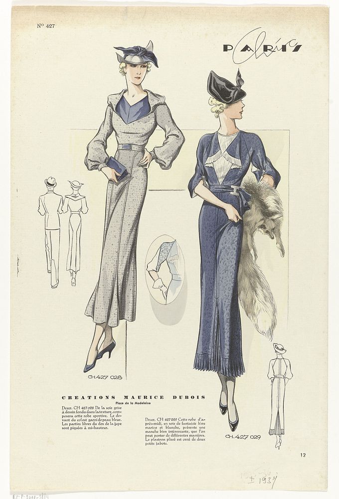 Paris Chic, No. 427, fig. 28-29 : Creations Maurice Dubois (...) (c. 1937) by anonymous