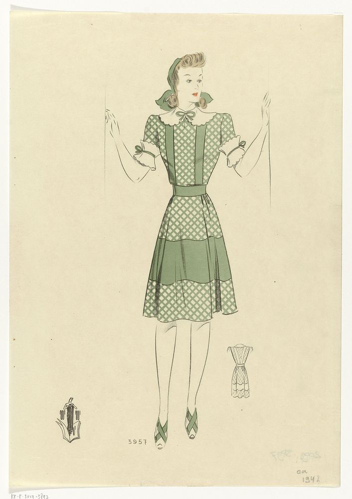 Vrouw met groene jurk, ca. 1942, No. 3957 (c. 1942) by anonymous