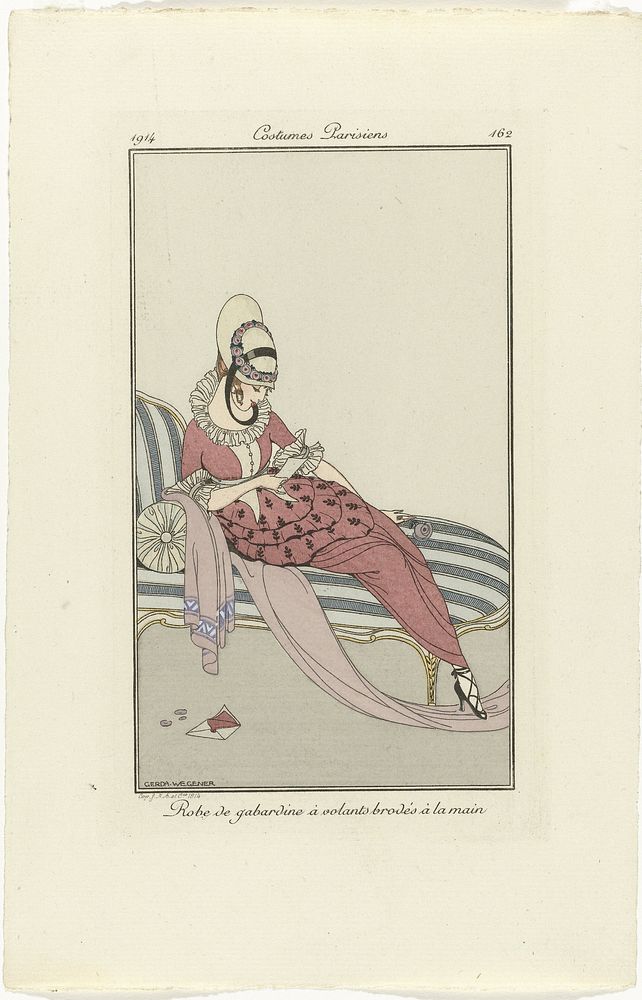 Journal des Dames et des Modes, Costumes Parisiens, 1914, No. 162 : Robe de gabardin (...) (1914) by Gerda Wegener and…