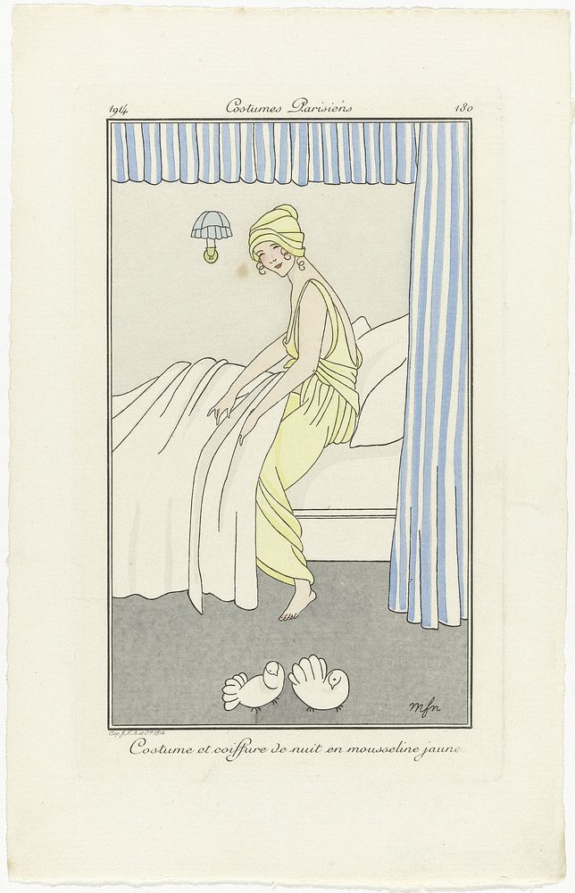 Journal des Dames et des Modes, Costumes Parisiens, 1914, No. 180 : Costume et coiffur (...) (1914) by Monogrammist MFN and…