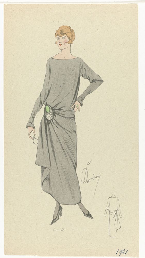 Vrouw in grijze jurk, 1921, No. 442 (1921) by anonymous and Domery