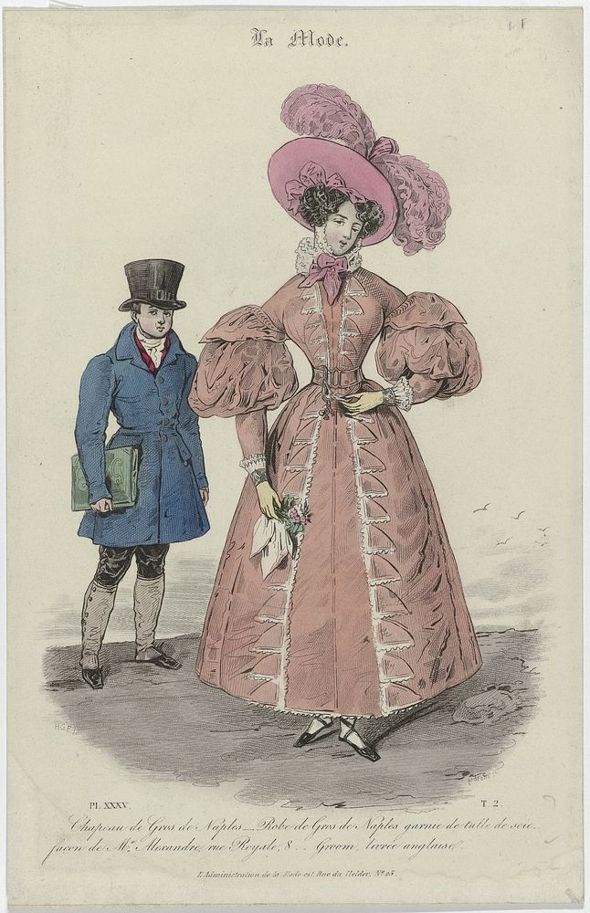 La Mode, 1830, Pl. 35, T.2: Chapeau de Gros de Naples (...) (1830) by Vittore Pedretti and Henri Gérard Fontallard