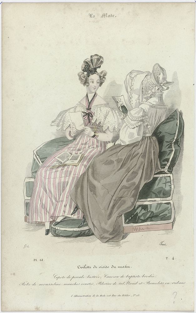 La Mode, 1830, Pl. 61, T.4: Toilette de visite du matin (...) (1830) by Trueb and Paul Gavarni