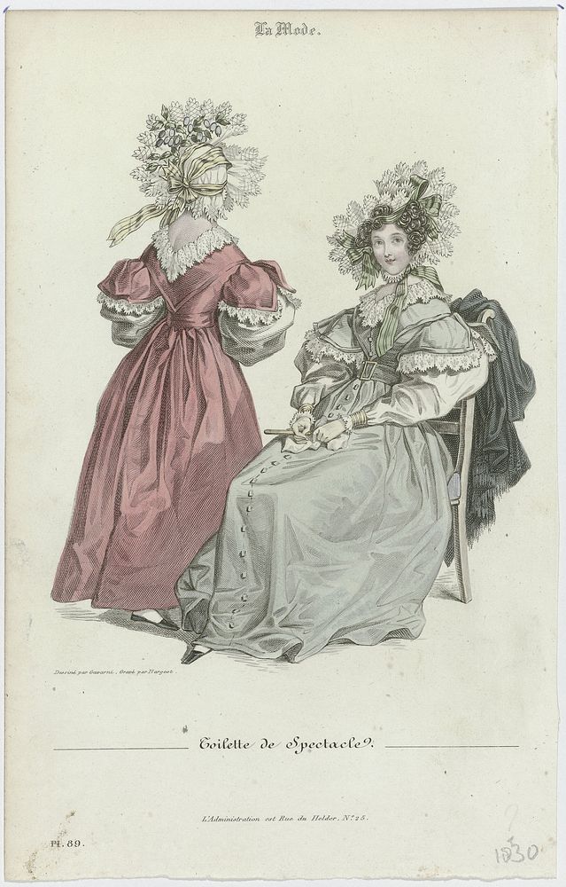 La Mode, 1830, Pl. 89 : Toilette de Spectacle (1830) by Jean Denis Nargeot and Paul Gavarni