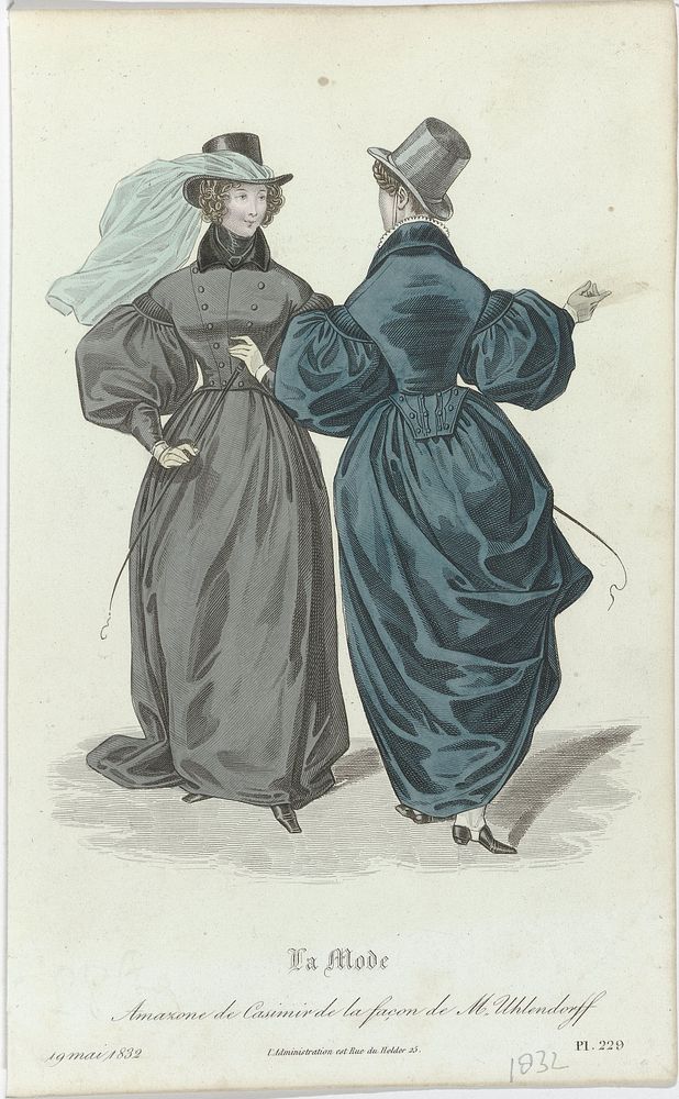 La Mode, 19 mai 1832, Pl. 229 : Amazone de Casimir (...) (1832) by anonymous, Alfred Xavier du Fougerais and Th Muret