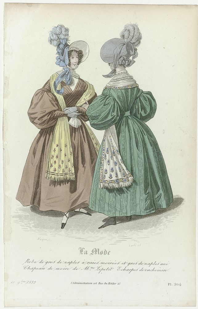 La Mode, 10 novembre 1832, Pl. 264 : Robe de gros de naples (...) (1832) by Jean Denis Nargeot, Louis Marie Lanté, Alfred…