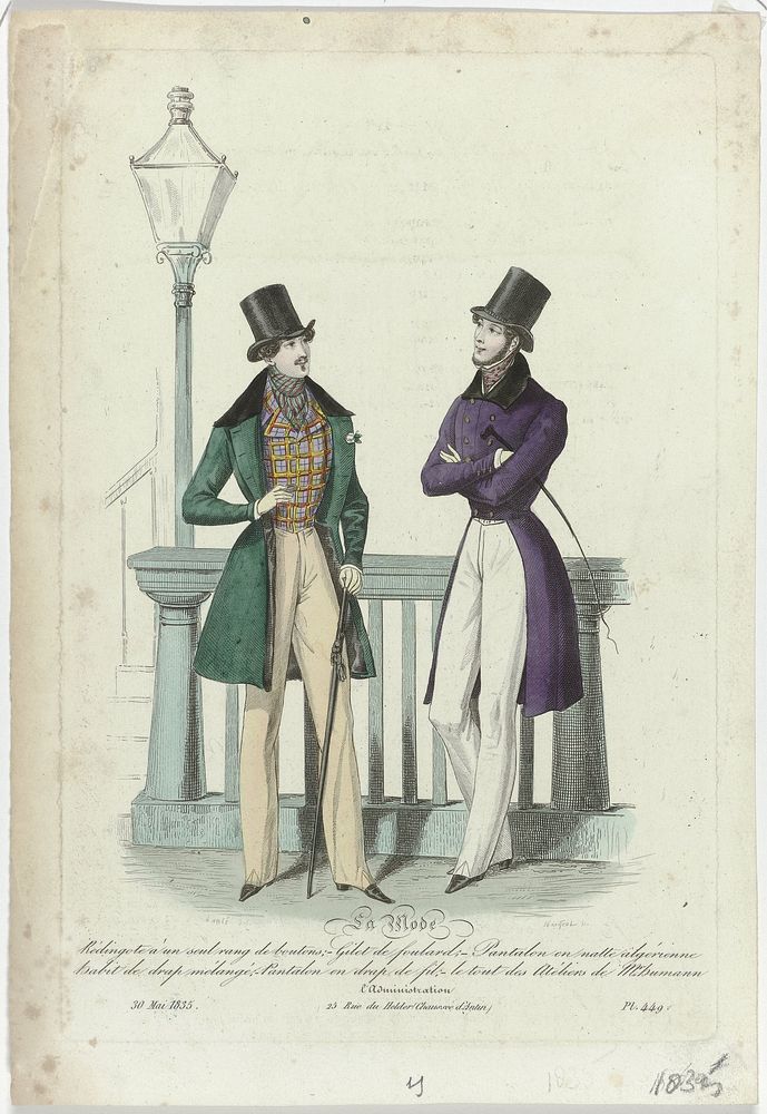 La Mode, 30 mai 1835, Pl. 449 : Rédingote à un seul rang (...) (1835) by Jean Denis Nargeot, Louis Marie Lanté, Alfred…