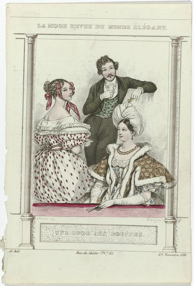 La Mode, 28 novembre 1835, Pl.481 : La mode revue du monde élégant (...) (1835) by Jean Denis Nargeot, Paul Gavarni, Alfred…