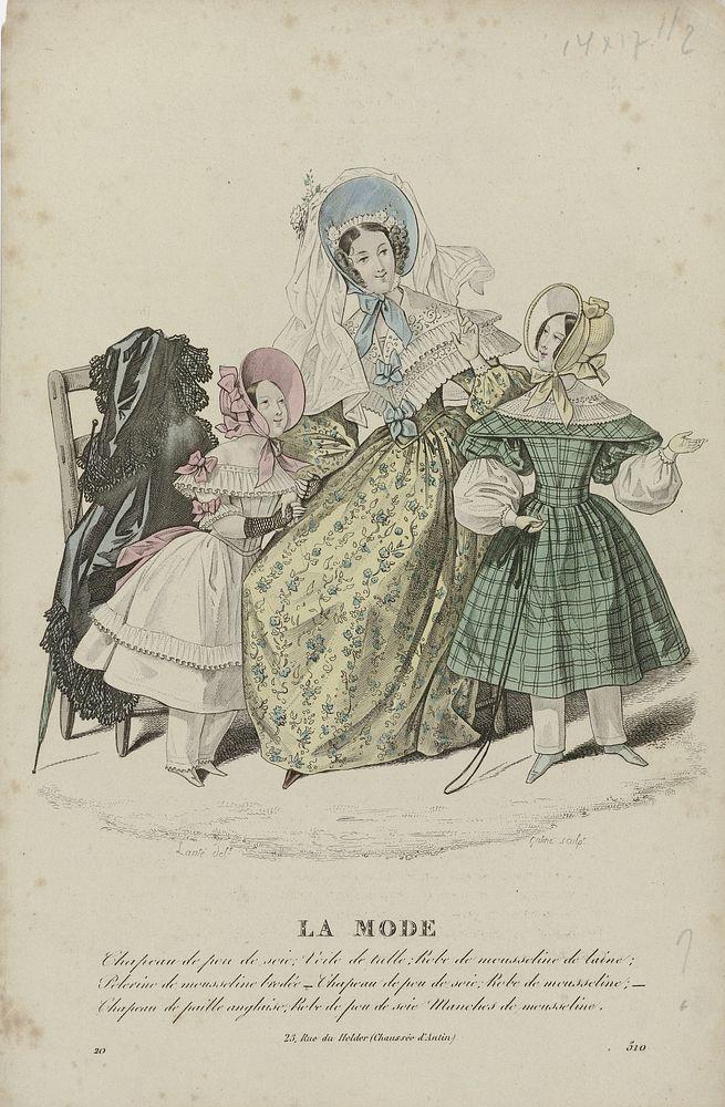 La Mode, 1836, Pl. 510 : Chapeau de peu de soi (...) (1836) by Georges Jacques Gatine, Louis Marie Lanté, Alfred Xavier du…