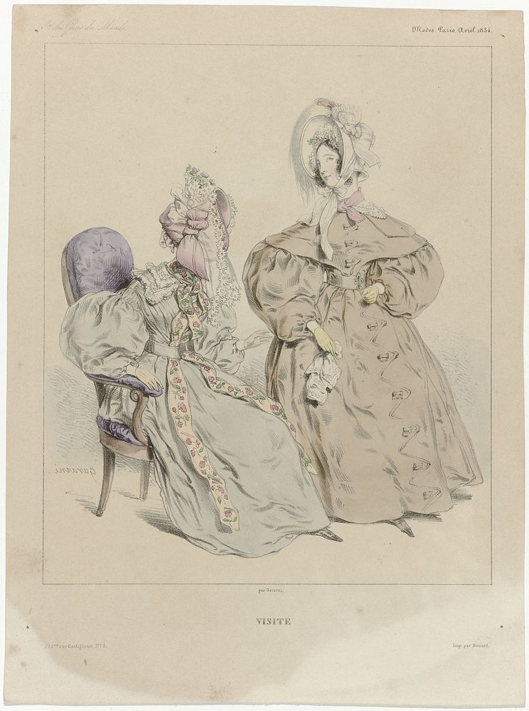 Journal des Gens du Monde, Modes Paris, avril 1834 : Visite (1834) by anonymous, Paul Gavarni, Paul Gavarni and Bernard