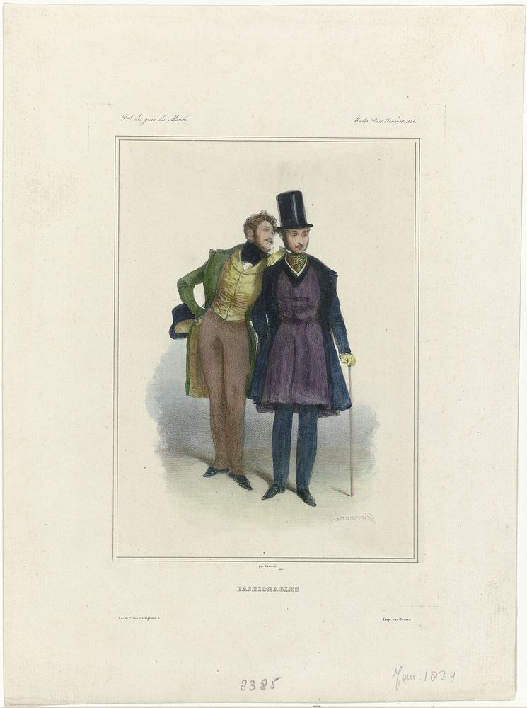 Journal des Gens du Monde, Modes Paris, janvier 1834 : Fashionables (1834) by anonymous, Paul Gavarni, Paul Gavarni and…