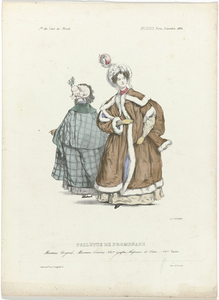 Journal des Gens du Monde, Modes Paris, décembre 1833 : Toilette de Promenad (...) (1833) by anonymous, Paul Gavarni, Paul…