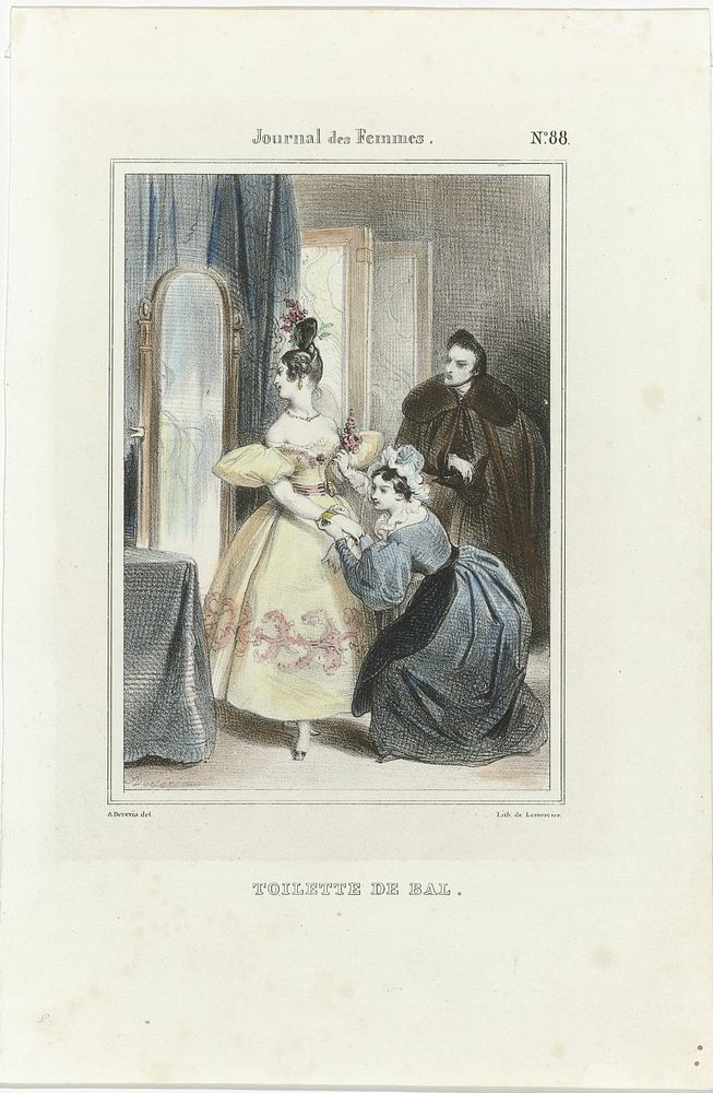 Journal des Femmes, 1832-1837, No. 88 : Toilette de Bal (1832 - 1837) by anonymous, Achille Devéria and Joseph Rose Lemercier