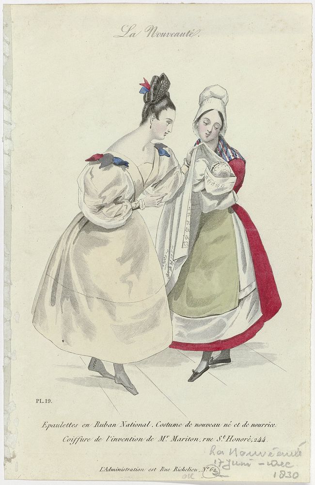 La Nouveauté, 1830, Pl. 19 : Epaulettes en Ruban National (...) (1830) by anonymous