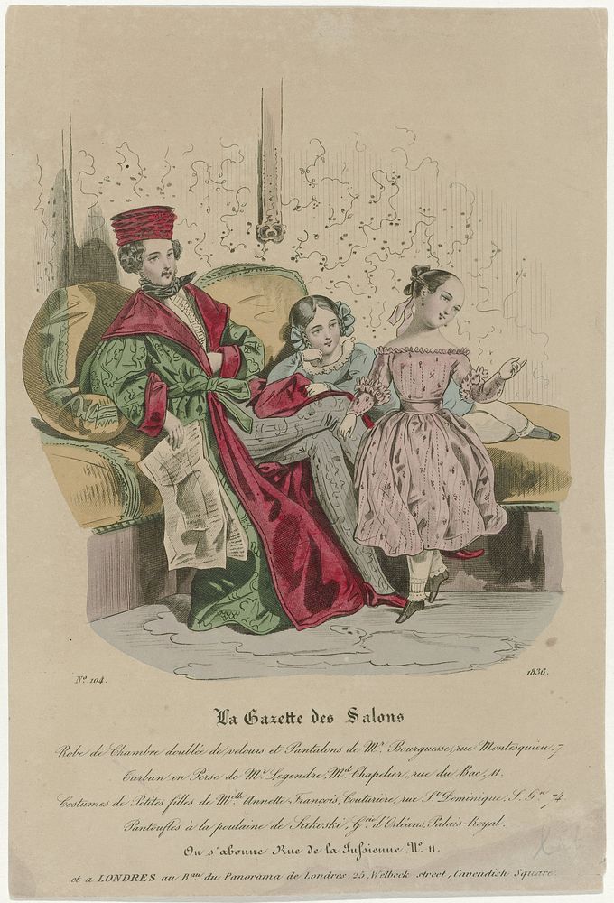 La Gazette des Salons, 1836, No. 104: Robe de Chambr (...) (1836) by anonymous