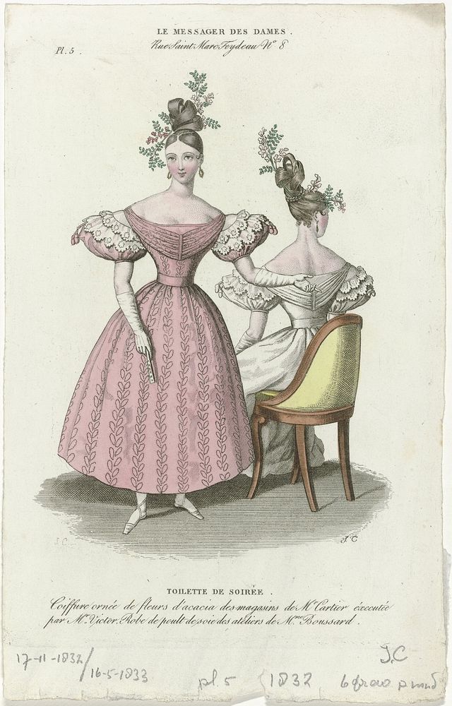 Le Messager des Dames, 1832, Pl. 5 : Toilette de soiré (...) (1832) by anonymous and J Caron