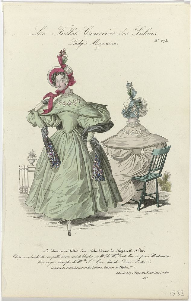 Le Follet Courrier des Salons, Lady's Magazine, 1833, No. 274: Chapeau en bandelettes (...) (1833) by anonymous and J Page…