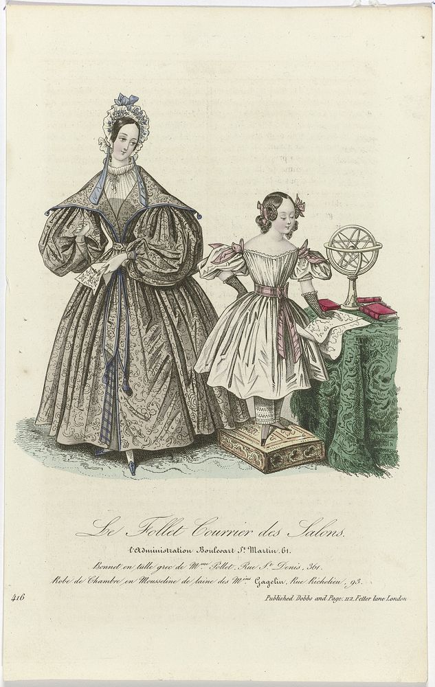 Le Follet Courrier des Salons, 1835, No. 416: Bonnet en tule grec (...) (1835) by anonymous and Dobbs and Page