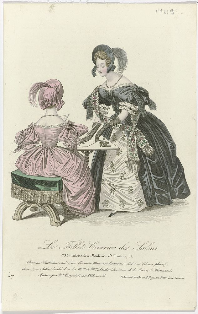 Le Follet Courrier des Salons, 1835, No. 417: Chapeau Castillan (...) (1835) by anonymous and Dobbs and Page