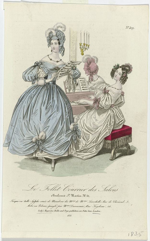 Le Follet Courrier des Salons, 1835, No. 409: Toque en tulle Sylph (...) (1835) by anonymous and Dobbs and Street