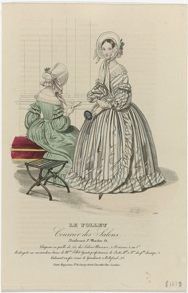 Le Follet Courrier des Salons, 1838, No. 762: Chapeau en paille de riz (...) (1838) by anonymous