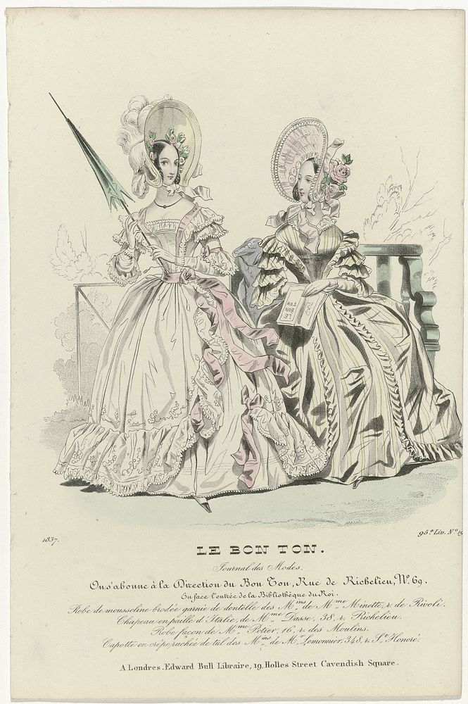 Le Bon Ton, Journal des Modes, 1837, 95e Liv. No. 190: Robe de mousseline brodé (...) (1837) by anonymous and Edward Bull