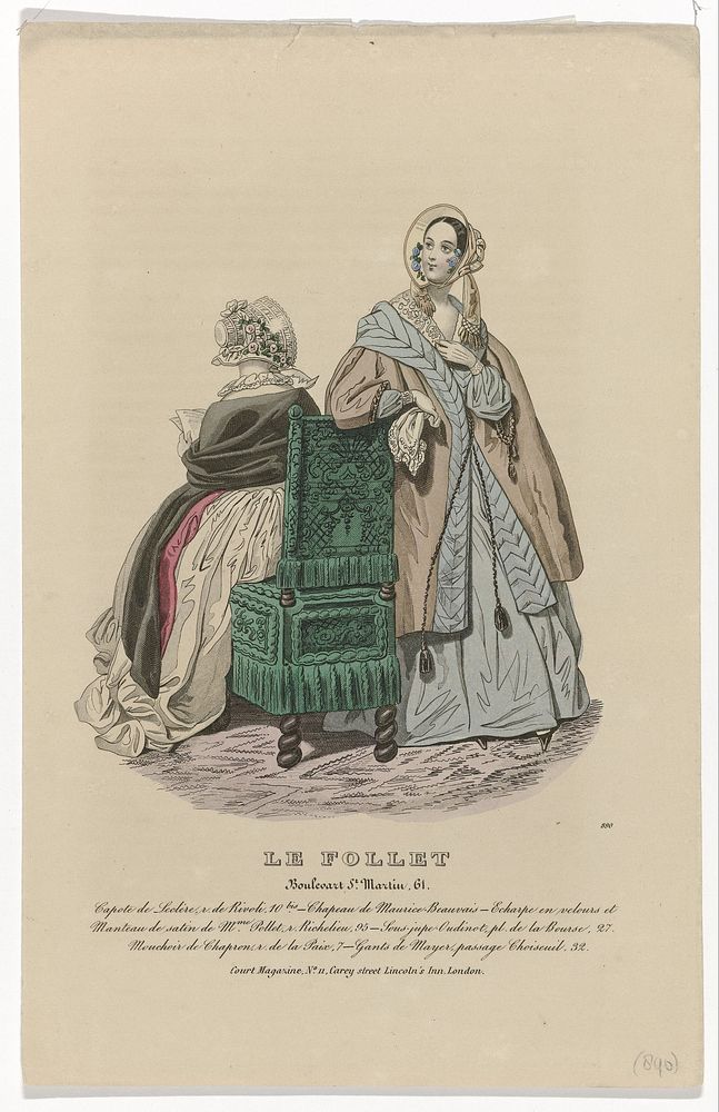 Le Follet, 1840, No. 890 : Capote de Leclér (...) (1840) by anonymous