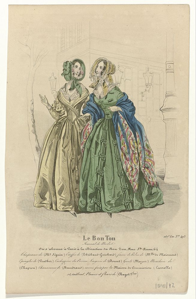 Le Bon Ton, Journal de Mode, 1841-1842, 267e Liv., No. 493 : Chapeaux de Etoffes (...) (1841 - 1842) by anonymous