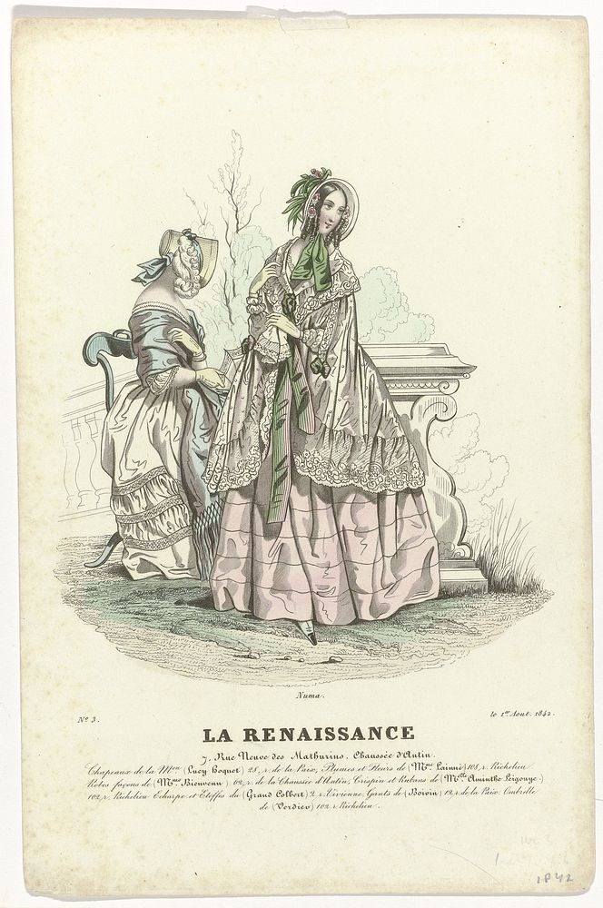 La Renaissance, 1 août 1842, No. 3 : Chapeaux de l (...) (1842) by Pierre Numa Bassaget