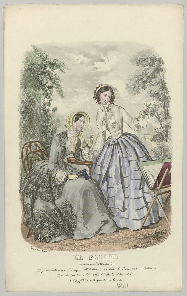 Le Follet, 1851, No. 1675 : Chapeaux de la maison (...) (1851) by anonymous and Anaïs Colin Toudouze