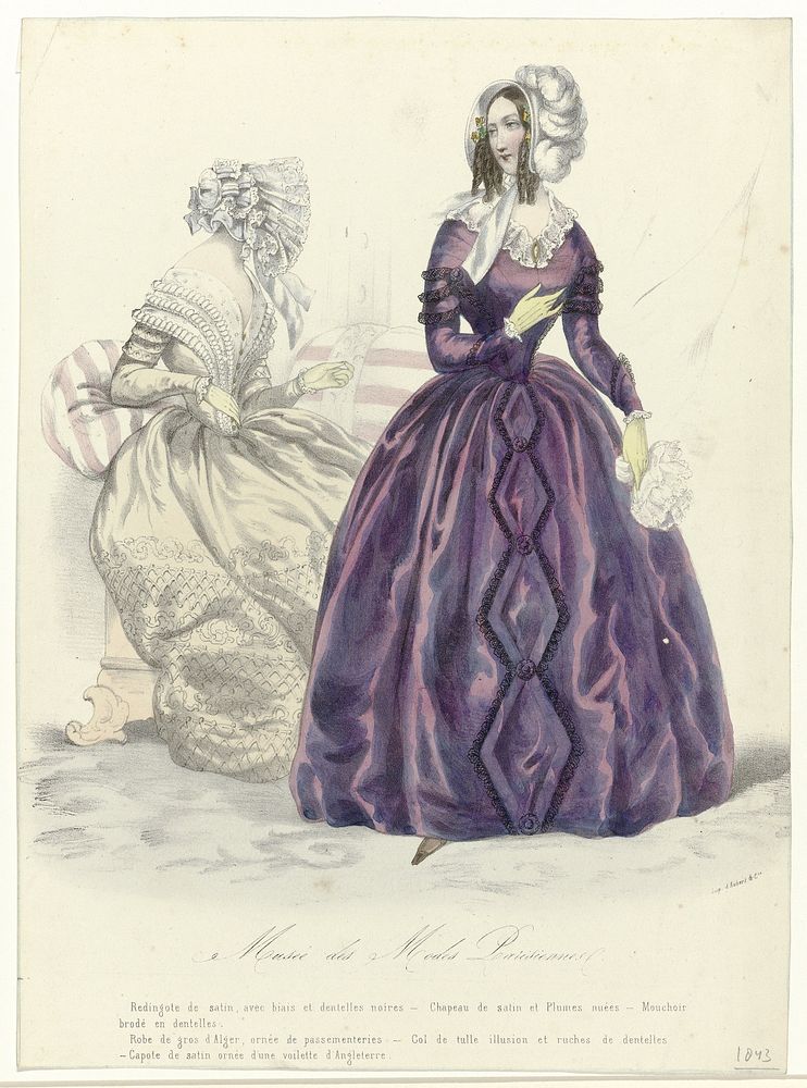 Musée des Modes Parisiennes, 1843 : Redingote de satin (...) (1843) by anonymous and Aubert and Cie