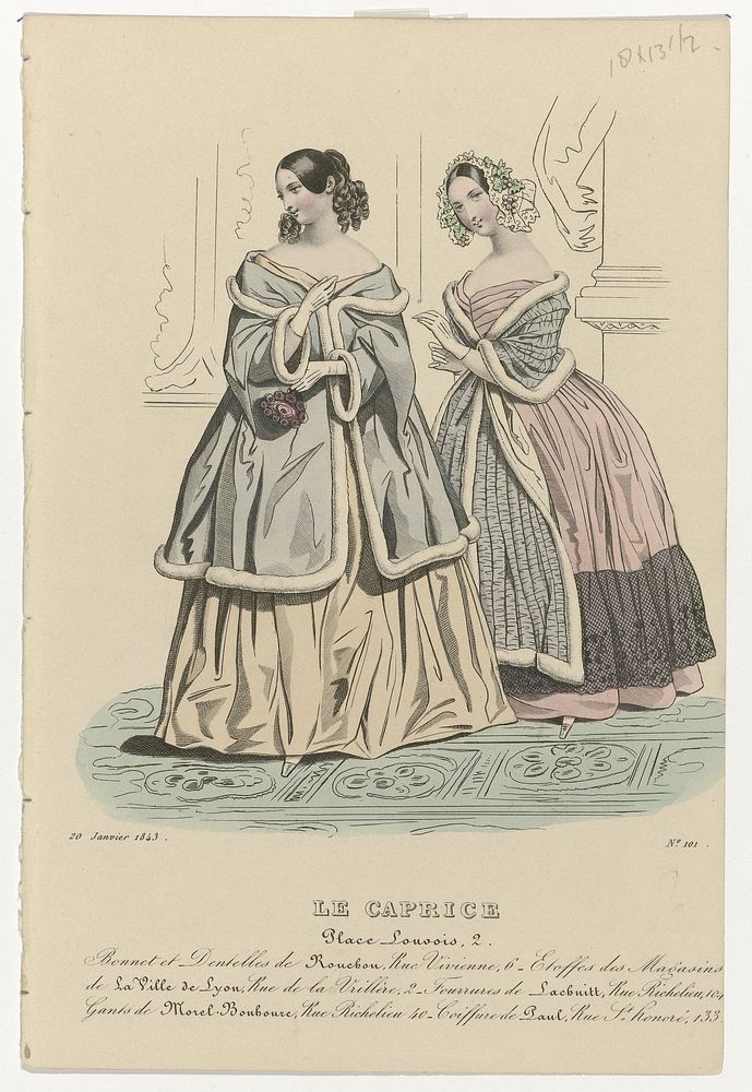 Le Caprice, 20 janvier 1843, No. 101 : Bonnet et Dentelles (...) (1843) by anonymous