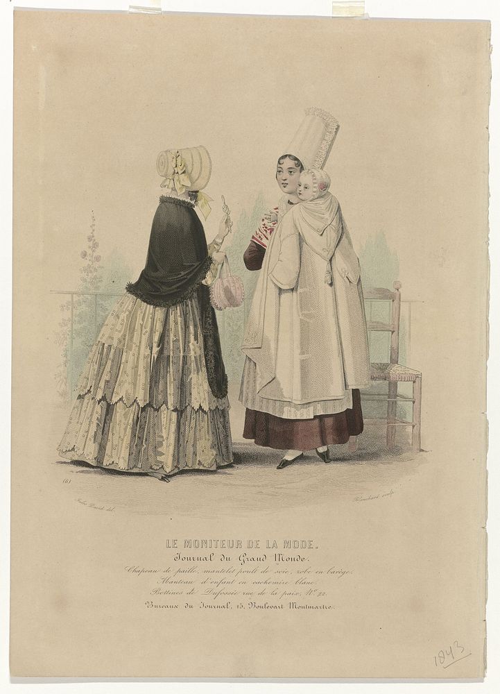 Le Moniteur de la Mode, 1843, No. 6 : Chapeau de paill (...) (1843) by Auguste Jean Baptiste Marie II Blanchard and Jules…