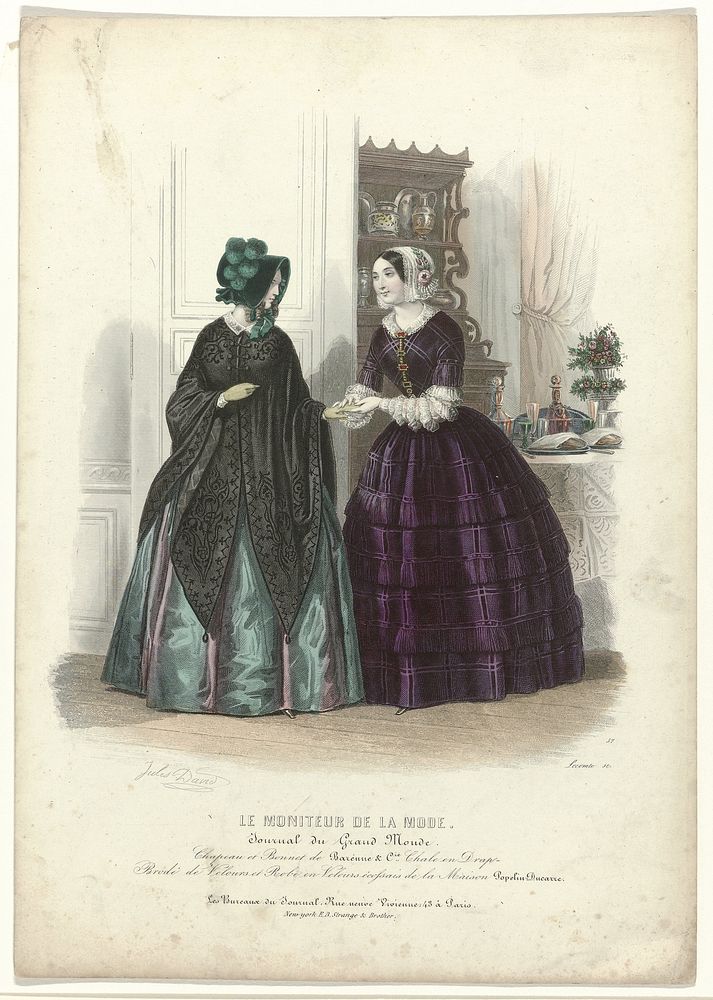 Le Moniteur de la Mode, 1844, No. 57 : Chapeau et Bonnet (...) (1844) by Lecomte and Jules David 1808 1892
