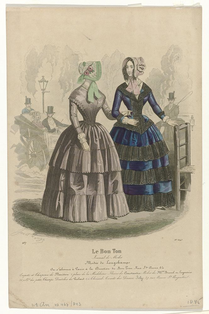 Le Bon Ton, Journal de Modes, 1845, 11e An, No. 843/467 : Capote et Chapeau de Mariton (...) (1845) by Eugène Mondain and…