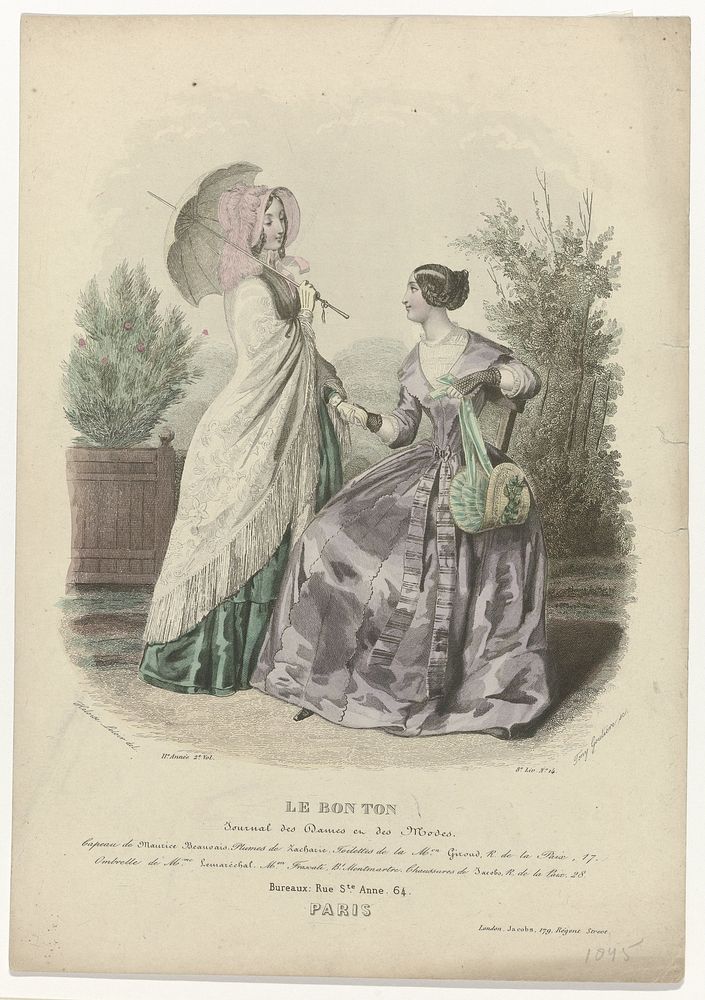 Le Bon Ton, Journal des Dames et des Modes, 1845, 11e Année, 2e Vol, 8e Liv, No. 14 : Chapeau de Maurice Beauvais (...)…
