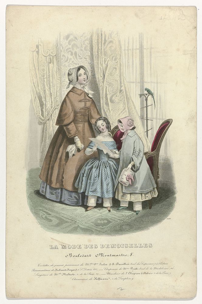 La Mode des Demoiselles, 1845, No. 1280 : Toilettes de jeunes personnes (...) (1845) by anonymous