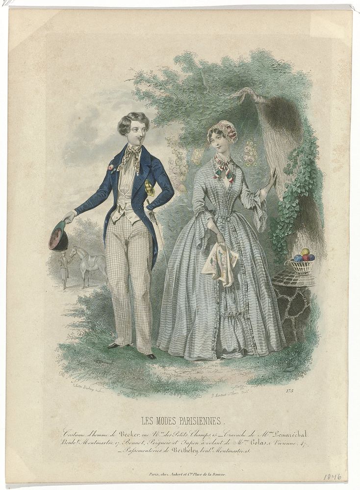 Les Modes Parisiennes 1846, No. 175 : Costume d'homme de Becker (...) (1846) by Montaut d Oleron Gabriel Xavier, Célestin…