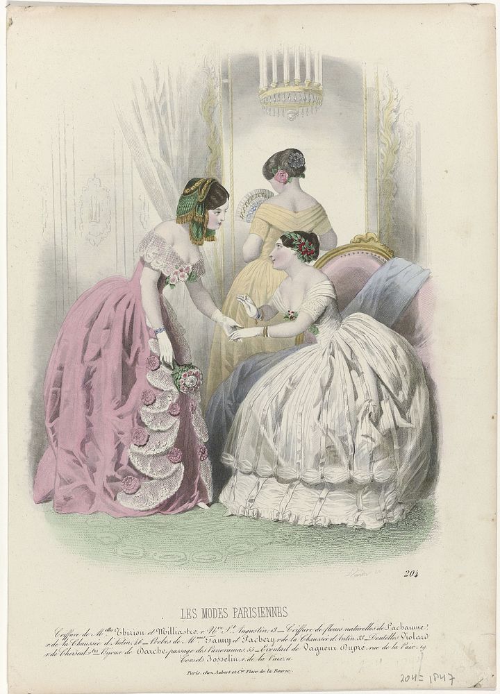 Les Modes Parisiennes, 24 janvier 1847, No. 204 : Coiffure de Melles Thirion (...) (1847) by Varin and Aubert and Cie