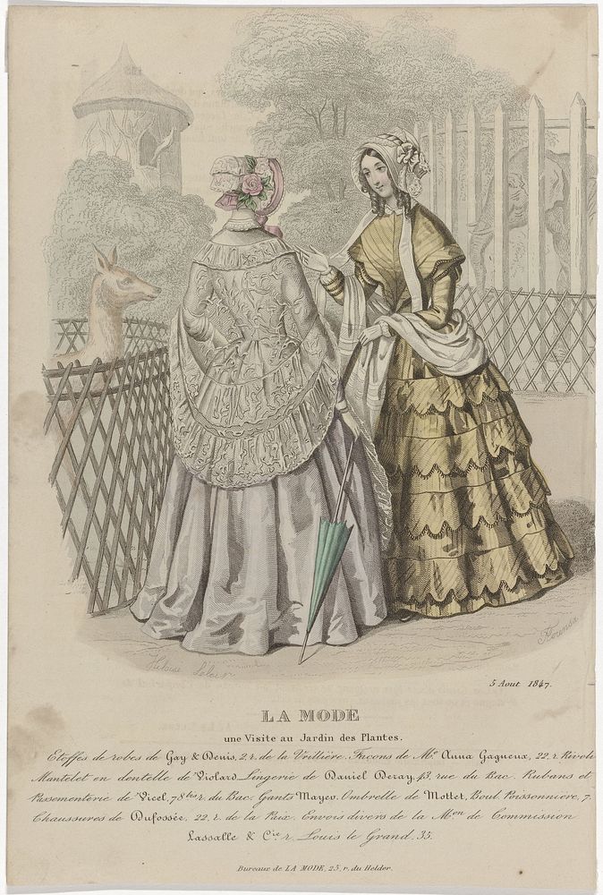 La Mode, 5 août 1847 : Une visite au Jardin (...) (1847) by Florensa de Closménil and Héloïse Leloir Colin