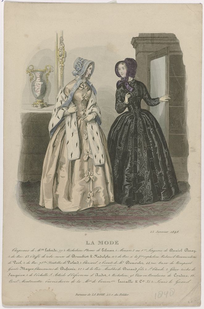 La Mode, 25 janvier 1848 : Chapeau de Mme Labord (...) (1848) by anonymous