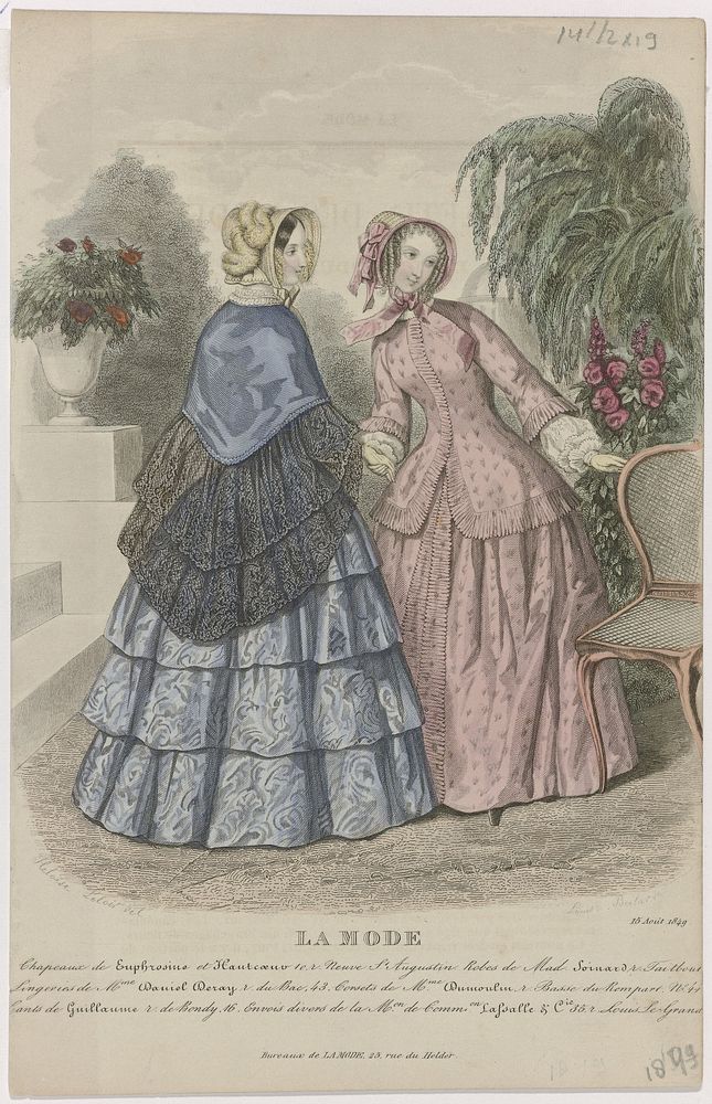 La Mode, 15 août 1849 : Chapeaux de Euphrosin (...) (1849) by Louis Berlier and Héloïse Leloir Colin