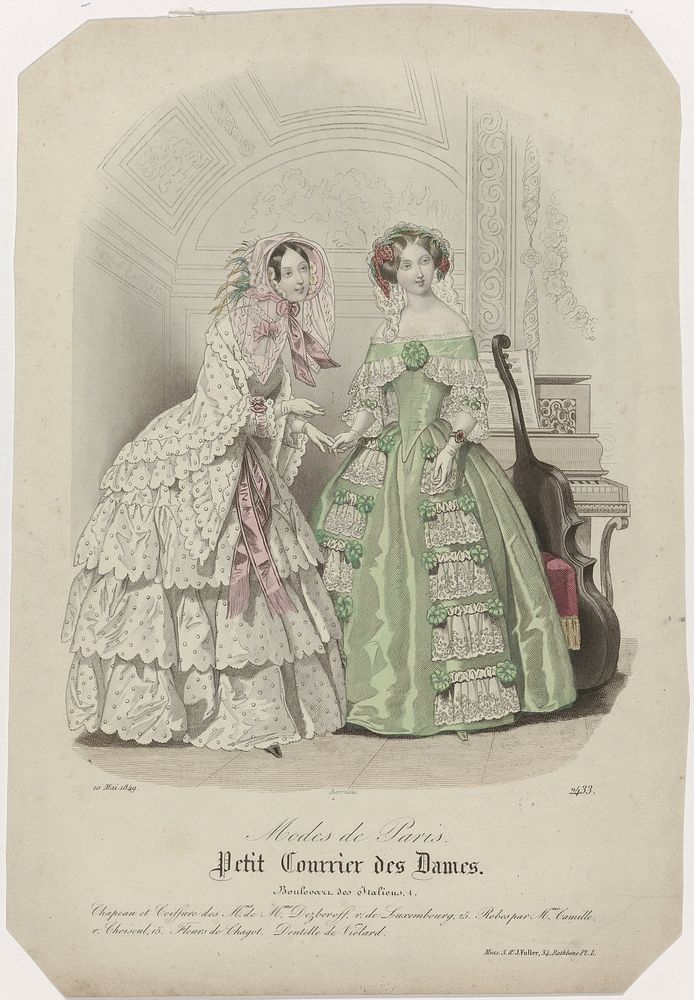 Petit Courrier des Dames, 10 mai 1849, No. 2433 : Chapeau et Coiffur (...) (1849) by Jean Charles Michel Barreau and S and J…